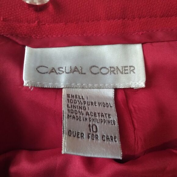 Vintage Casual Corner Bright Red Classic Above Knee Length Pure Wool Mark Skirt - Picture 3 of 15